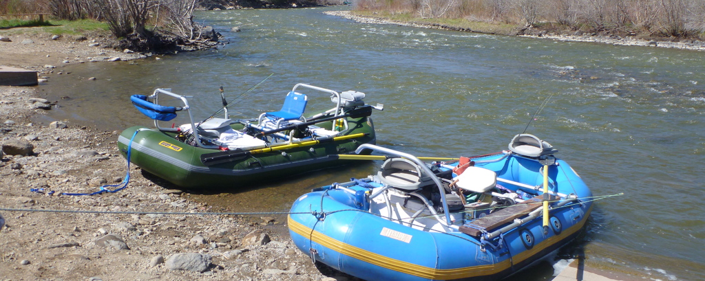 Float trip boats on river